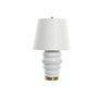 DKD Home Decor Lámpara de Sobremesa de Cerámica y Algodón Blanco y Dorado