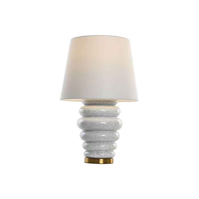 DKD Home Decor Lámpara de Sobremesa de Cerámica y Algodón Blanco y Dorado DKD Home Decor Lámpara de Sobremesa de Cerámica y Algodón Blanco y Dorado