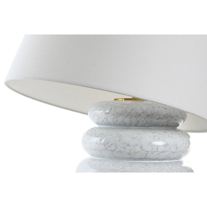 DKD Home Decor Lámpara de Sobremesa de Cerámica y Algodón Blanco y Dorado DKD Home Decor Lámpara de Sobremesa de Cerámica y Algodón Blanco y Dorado