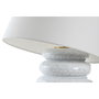 DKD Home Decor Lámpara de Sobremesa de Cerámica y Algodón Blanco y Dorado