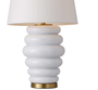 DKD Home Decor Lámpara de Sobremesa de Cerámica y Algodón Blanco y Dorado