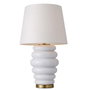 DKD Home Decor Lámpara de Sobremesa de Cerámica y Algodón Blanco y Dorado