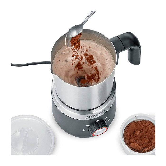 Severin SM 3588 Espumador de Leche Eléctrico Portátil, Negro y Plata, 550 W, Acero Inoxidable, 150 ml para Espuma, 300 ml para Calentar