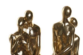 DKD Home Decor Sujetalibros Set de 2 Dorado Negro Resina 8 x 26 x 9 cm