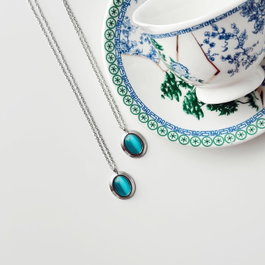 Heliophilia Silver Collar de Acero Inoxidable 316L Turquesa y Plata 45 cm + 5 cm