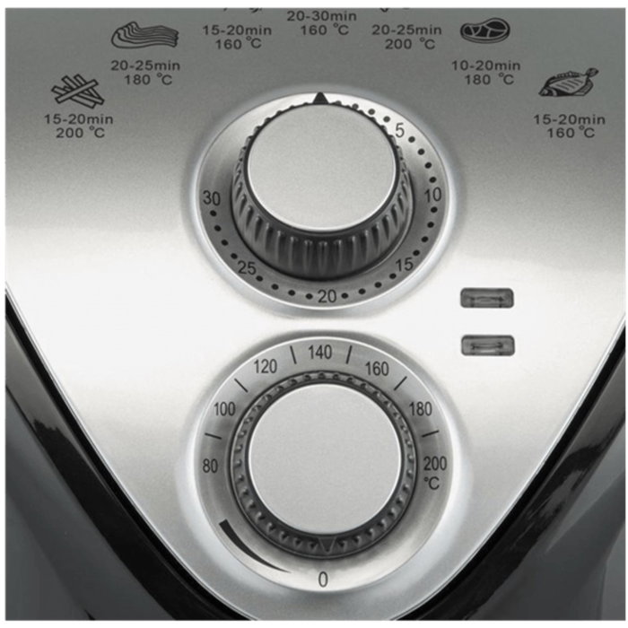 Bourgini Freidora Sin Aceite Air Fryer de Aire Caliente, 1300W, 2.5L, Capacidad 2.5 Litros, para Carnes, Pescado, Verduras, Termostato 200°C, Temporizador 30 Min, Cesta Lavavajillas