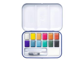 Staedtler Estuche Metálico Acuarelas 888M M12-C, 12 Colores Metalizados, Incluye Pincel de Agua