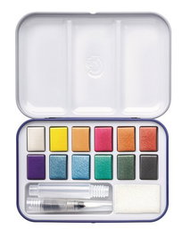 Staedtler Estuche Metálico Acuarelas 888M M12-C, 12 Colores Metalizados, Incluye Pincel de Agua