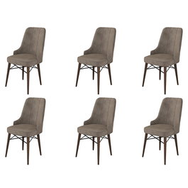 Hanah Home Juego 6 Sillas Comedor Cappuccino y Marrón