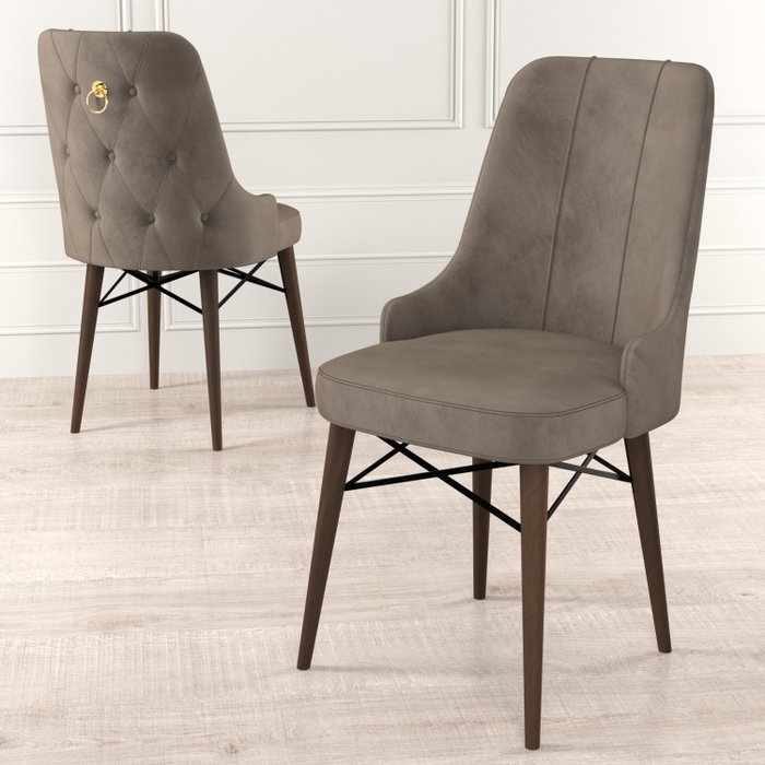 Hanah Home Juego 6 Sillas Comedor Cappuccino y Marrón