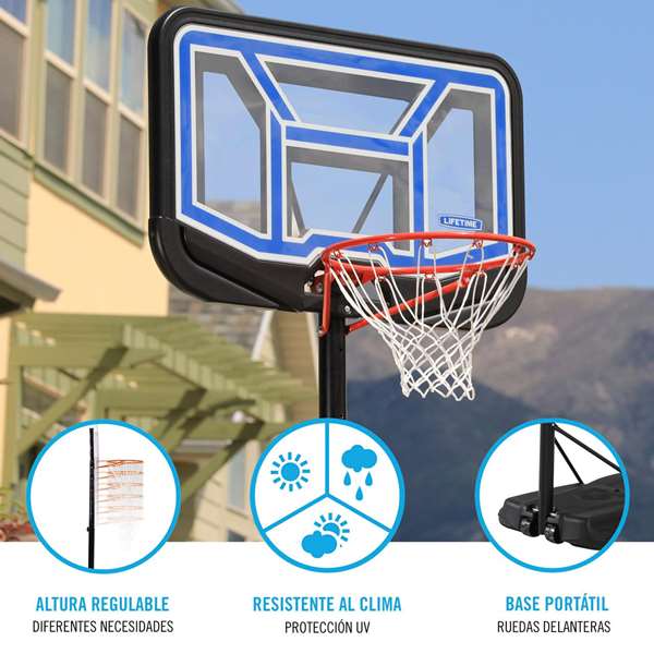 Lifetime Canasta Baloncesto Portátil Policarbonato Ajustable Altura 230-305 cm