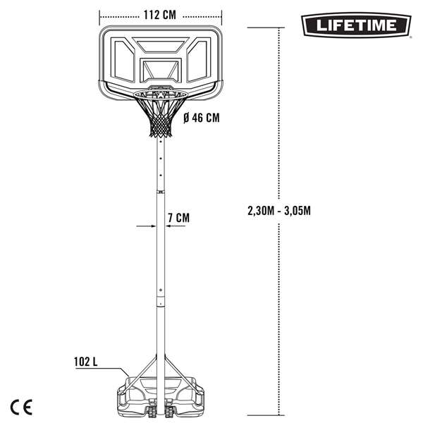 Lifetime Canasta Baloncesto Portátil Policarbonato Ajustable Altura 230-305 cm