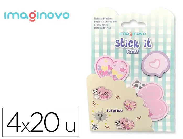Imaginovo Bloc de Notas Adhesivas Sorpresa para Niños, 20 Hojas de Tamaños Surtidos con Diseño Fantasía y Pegatina, Azul Imaginovo Bloc de Notas Adhesivas Sorpresa para Niños, 20 Hojas de Tamaños Surtidos con Diseño Fantasía y Pegatina, Azul