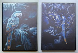 DKD Home Decor Cuadro Lienzo Papagayo Dorado Surtido de 2 Unidades