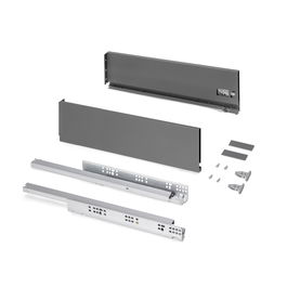 Emuca Cajón exterior Protone 30kg con guías de extracción total y cierre suave, Altura 131mm, profundidad 500mm, Acero, Gris antracita
