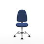 Silla de oficina Algarra con mecanismo Contacto permanente básico tapizada con Tela color Azul marino. Equipada con Base cromada, Sin brazos y Ruedas de nailon 50 mm