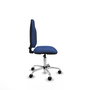 Silla de oficina Algarra con mecanismo Contacto permanente básico tapizada con Tela color Azul marino. Equipada con Base cromada, Sin brazos y Ruedas de nailon 50 mm