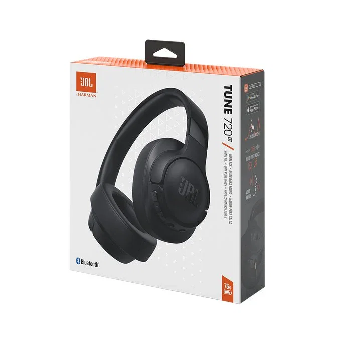 JBL Tune 720BT Auriculares Inalámbricos Bluetooth 5.3 Diadema para Llamadas y Música, Supraaural, 76 Horas Autonomía, Plegables, Negro