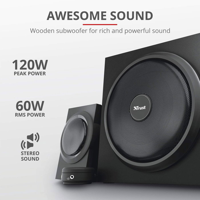 Trust Yuri Altavoces 2.1 120W Negro