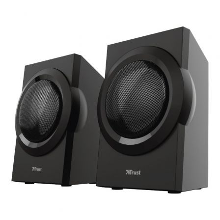 Trust Altavoces Yuri 2.1 120W para PC, Portátil, Smartphone y Tableta con Subwoofer de Madera y Control de Volumen