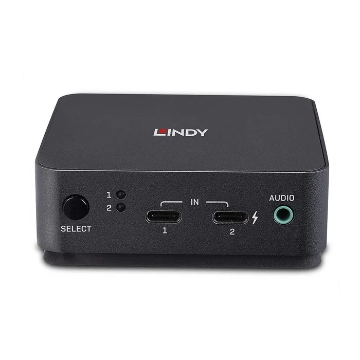 Lindy 42320 Switch KVM de 2 Puertos USB-C, DisplayPort 1.2, 4K UHD (3840x2160), Conmutación Automática, Gris