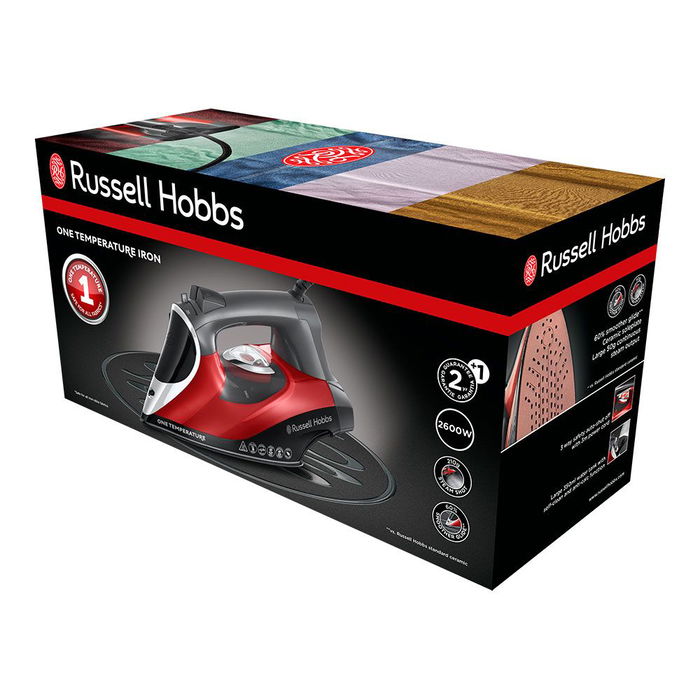 Russel Hobbs Plancha de Vapor 25090-56, 2600W, Suela Cerámica Turmalina, Golpe Vapor 210g, Roja