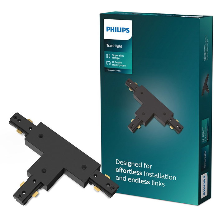 Philips Easylink Conector en T Negro para Sistema de Carril, 1800W Máx, 220-240V, Compatible con Componentes Easylink Philips Easylink Conector en T Negro para Sistema de Carril, 1800W Máx, 220-240V, Compatible con Componentes Easylink