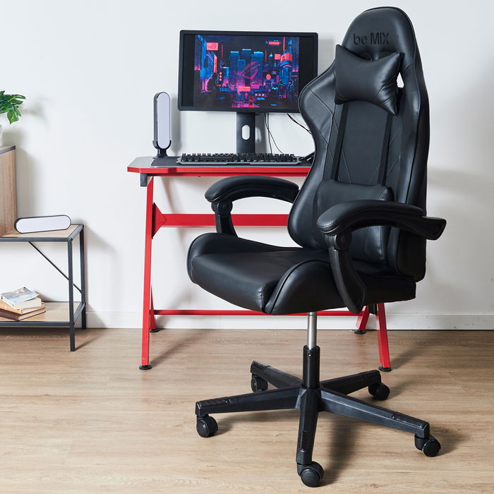 Silla Gamer Be Mix Despacho Escritorio, Ajustable, Reposabrazos, Apoyacabezas, Comodidad para Videojuegos y Trabajo
