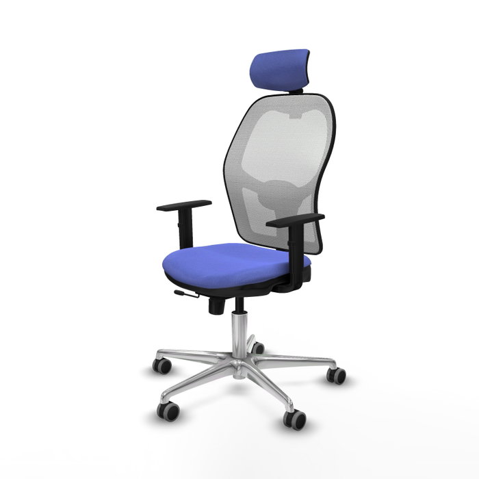 PIQUERAS Y CRESPO Silla de oficina Jorquera con mecanismo Sincro/Traslack, Azul claro y Blanco