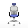 PIQUERAS Y CRESPO Silla de oficina Jorquera con mecanismo Sincro/Traslack, Azul claro y Blanco