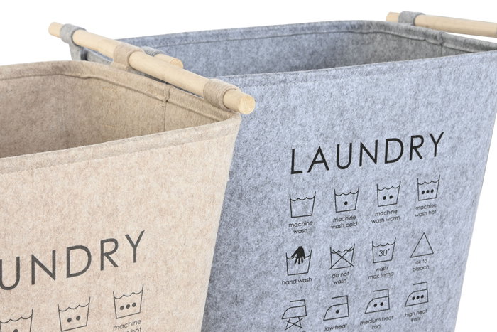 DKD Home Decor Cesta Ropa Fieltro Surtido de 2 Unidades Beige y Gris DKD Home Decor Cesta Ropa Fieltro Surtido de 2 Unidades Beige y Gris