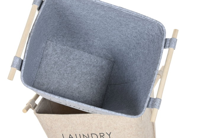 DKD Home Decor Cesta Ropa Fieltro Surtido de 2 Unidades Beige y Gris DKD Home Decor Cesta Ropa Fieltro Surtido de 2 Unidades Beige y Gris