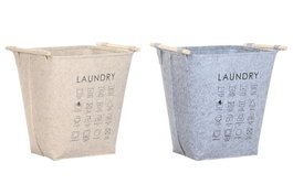 DKD Home Decor Cesta Ropa Fieltro Surtido de 2 Unidades Beige y Gris