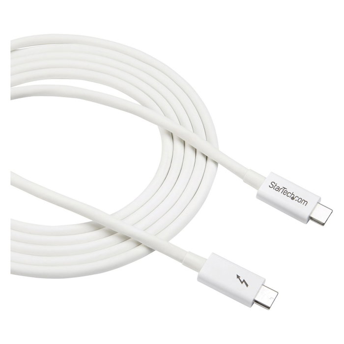StarTech.com Cable Thunderbolt 3 Pasivo 2m Blanco - 20Gbit/s, 100W PD, 4K, Compatible con USB4, Certificado Thunderbolt