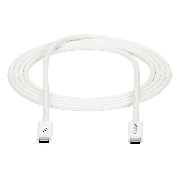 StarTech.com Cable Thunderbolt 3 Pasivo 2m Blanco - 20Gbit/s, 100W PD, 4K, Compatible con USB4, Certificado Thunderbolt