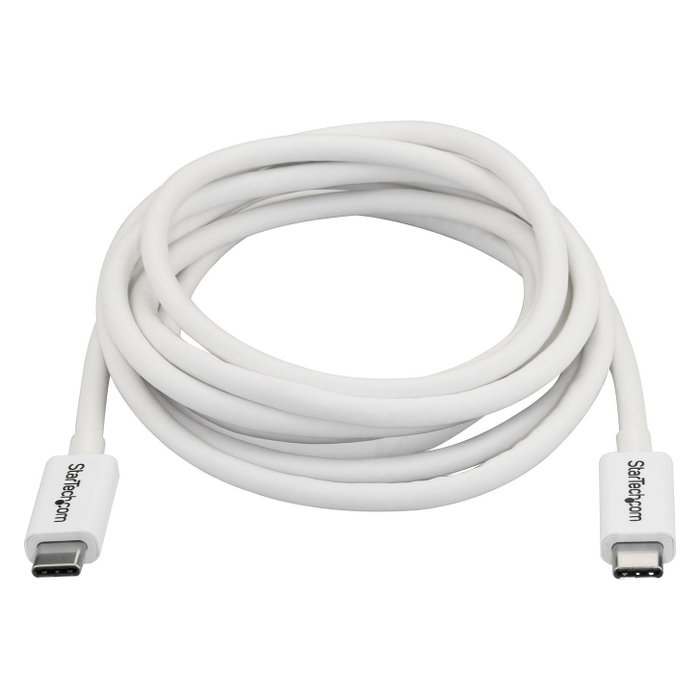StarTech.com Cable Thunderbolt 3 Pasivo 2m Blanco - 20Gbit/s, 100W PD, 4K, Compatible con USB4, Certificado Thunderbolt