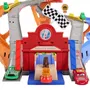 Cars JFL57 Pista de Carreras Rescue Road Set de Cuatro Vehículos Disney Pixar