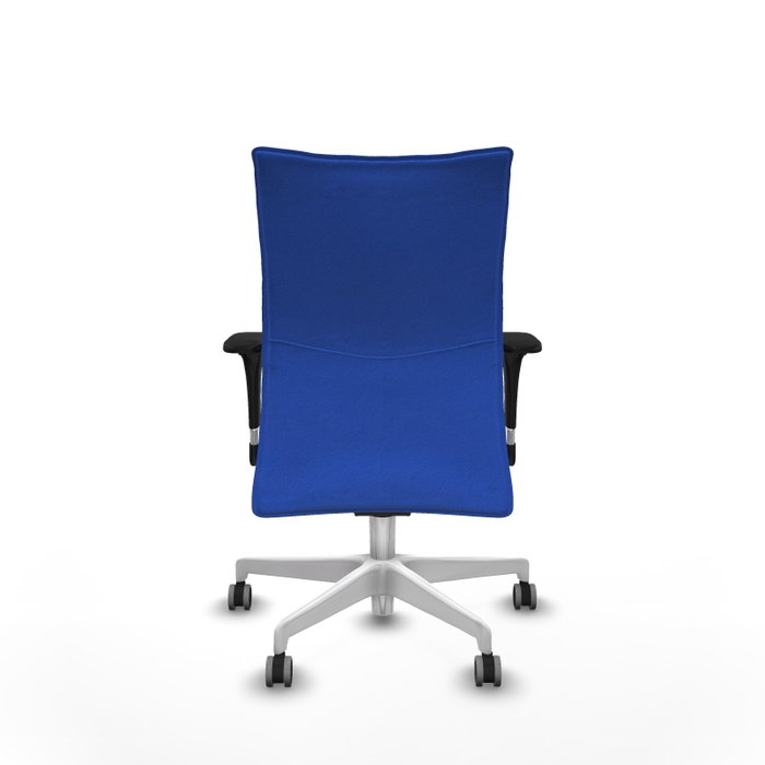 PIQUERAS Y CRESPO Silla Albacete Confidente con Mecanismo Sincro, Tela Azul y Base Blanca