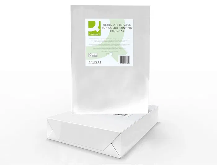 Q-connect Papel Fotocopiadora Ultra White Din A3 100 Gramos Paquete de 500 Hojas Q-connect Papel Fotocopiadora Ultra White Din A3 100 Gramos Paquete de 500 Hojas
