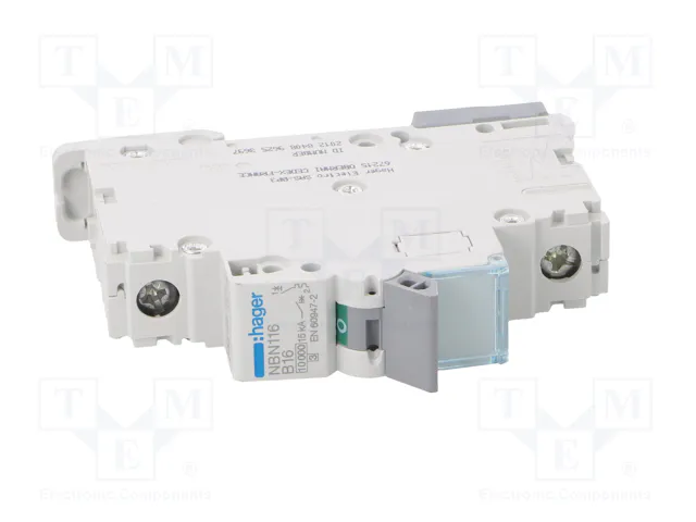 Hager NBN116 Interruptor Magnetotérmico Monopolar 16 A B-16A 10kA/15kA Hager NBN116 Interruptor Magnetotérmico Monopolar 16 A B-16A 10kA/15kA