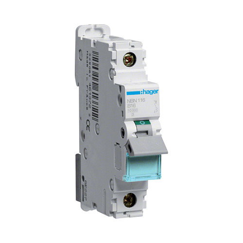 Hager NBN116 Interruptor Magnetotérmico Monopolar 16 A B-16A 10kA/15kA Hager NBN116 Interruptor Magnetotérmico Monopolar 16 A B-16A 10kA/15kA