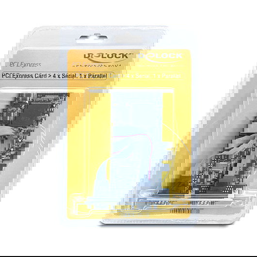 DeLock PCIe card con 4 puertos serie y 1 puerto paralelo, circuito integrado Moschip, para Windows 2000/XP/Server-2003/Vista
