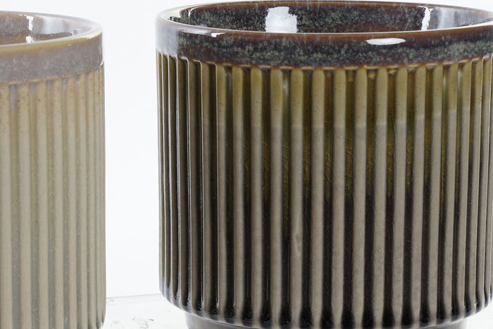 DKD Home Decor Macetero Tradicional Marron Beige Gres 16 x 15 x 16 cm (4 Unidades)