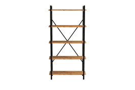 Hanah Home Nero Elit Estantería Industrial, Marco Metal Tablero Melamina, 5 Estantes, 100x180x34 cm, Nogal/Negro