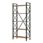 Hanah Home Nero Elit Estantería Industrial, Marco Metal Tablero Melamina, 5 Estantes, 100x180x34 cm, Nogal/Negro
