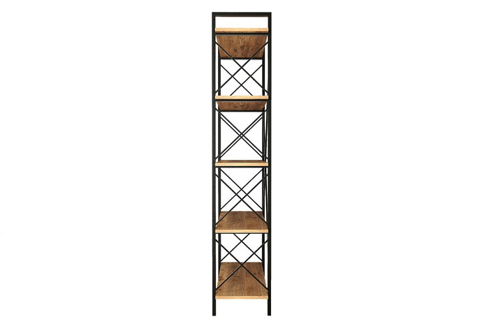 Hanah Home Nero Elit Estantería Industrial, Marco Metal Tablero Melamina, 5 Estantes, 100x180x34 cm, Nogal/Negro