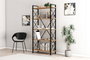Hanah Home Nero Elit Estantería Industrial, Marco Metal Tablero Melamina, 5 Estantes, 100x180x34 cm, Nogal/Negro