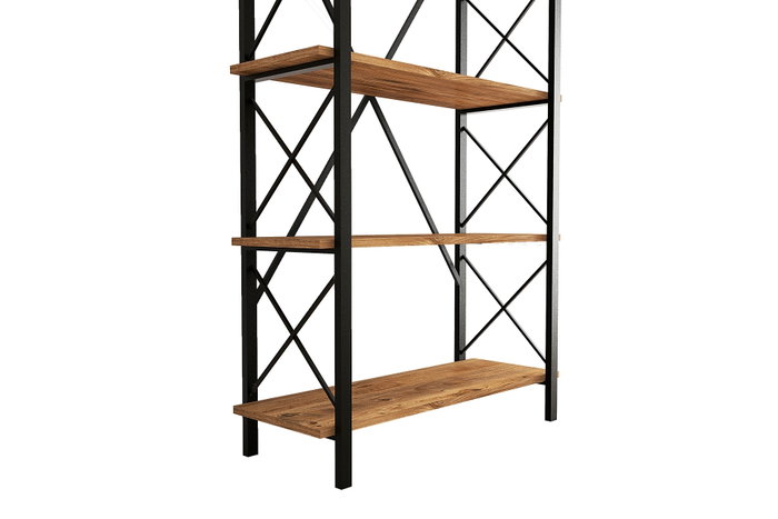 Hanah Home Nero Elit Estantería Industrial, Marco Metal Tablero Melamina, 5 Estantes, 100x180x34 cm, Nogal/Negro