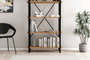 Hanah Home Nero Elit Estantería Industrial, Marco Metal Tablero Melamina, 5 Estantes, 100x180x34 cm, Nogal/Negro