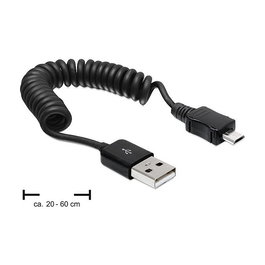 DeLOCK Kabel USB 2.0 A a Micro-B Macho 0.6 m Negro - Cable de Datos y Carga, 480 Mbit/s